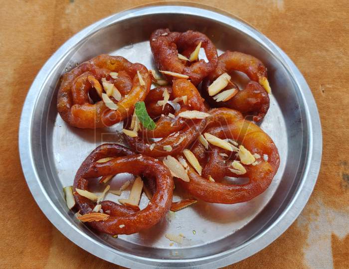 Jalebi or Jilbi or imarati, indian sweet food