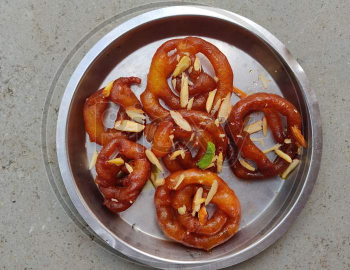 Jalebi or Jilbi or imarati, indian sweet food