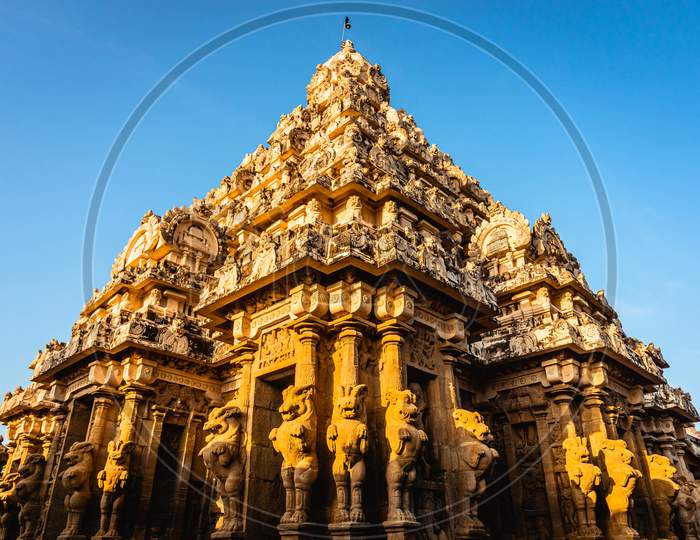 Beautiful Pallava architecture at The Kanchi Kailasanathar temple, Oldest Hindu temple in Kanchipuram, Tamil Nadu - South India
