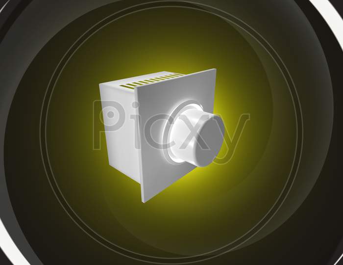 fan regulator yellow glow background 3d illustration