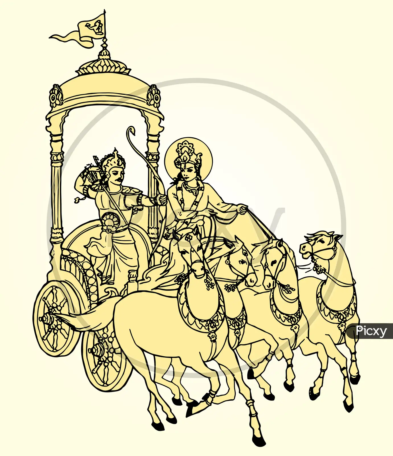 Arjun and Krishna sketch|| महाभारत || krishna and Arjun mahabharat drawing.  - YouTube
