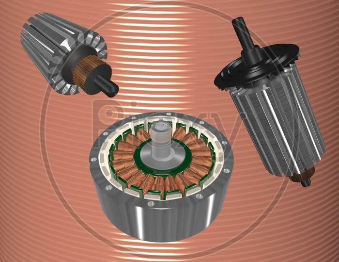 electrical motor armature 3d illustration