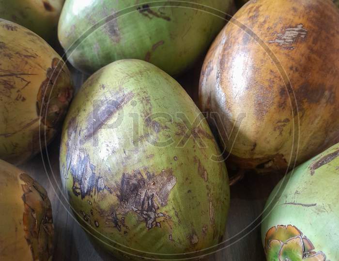 Bunch of raw coconut ready to drink