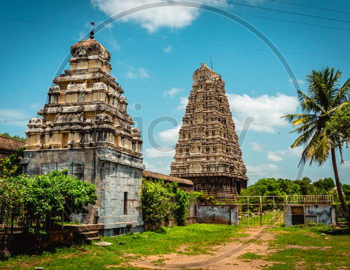 The Great Ekambareswarar Temple, Earth Linga Kanchipuram, Tamil Nadu, South India - Religion and Worship scenario image. The Famous Hindu God Temple, Indias Best Tourism Place