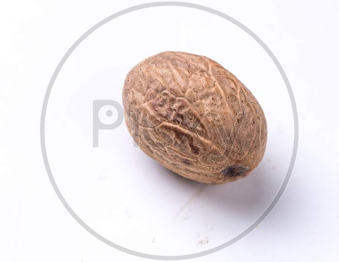 Closeup Of Nutmeg, Myristica Fragrans