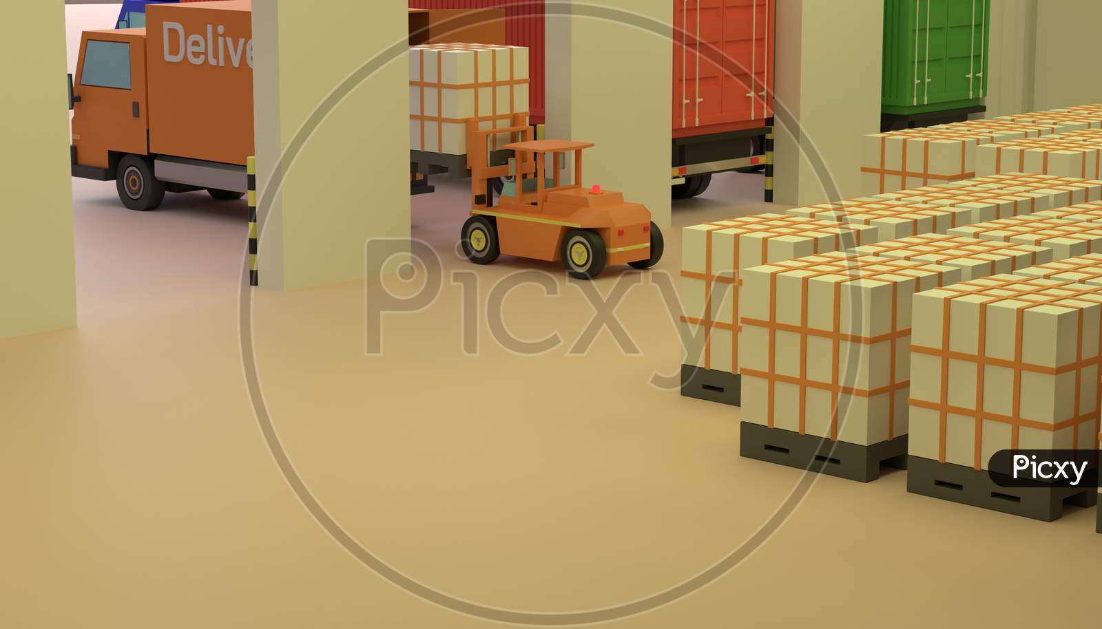 Warehouse Or Storehouse Loading Area 3D Render Illustration