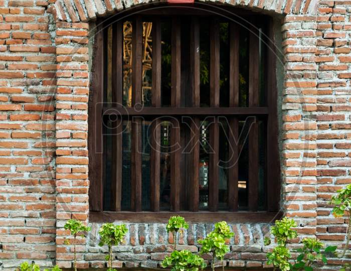 Old wooden window from the Spanish colonial era