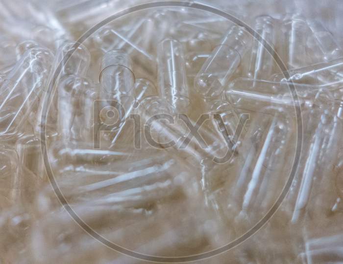 Empty clear soft gel capsules