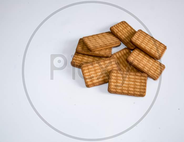 Biscuits on the white background