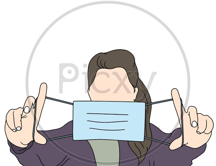 Illustration Of People With Mask On White Background. Vector Illustration Of People In Mask For Your Covid-19 Projects.