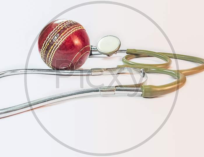Stethoscope And A Deuce  Ball On The Doctor'S Table Isolated.
