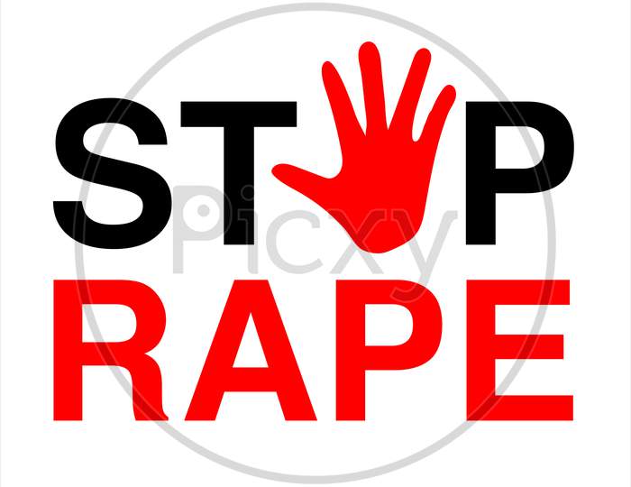 Stop Rape Illustration Showing Blood Red Palm