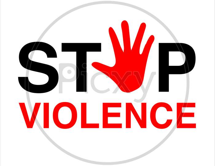 Stop Violence Illustration Showing Blood Red Palm