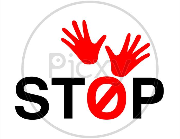 Stop Illustration Showing Blood Red Palm