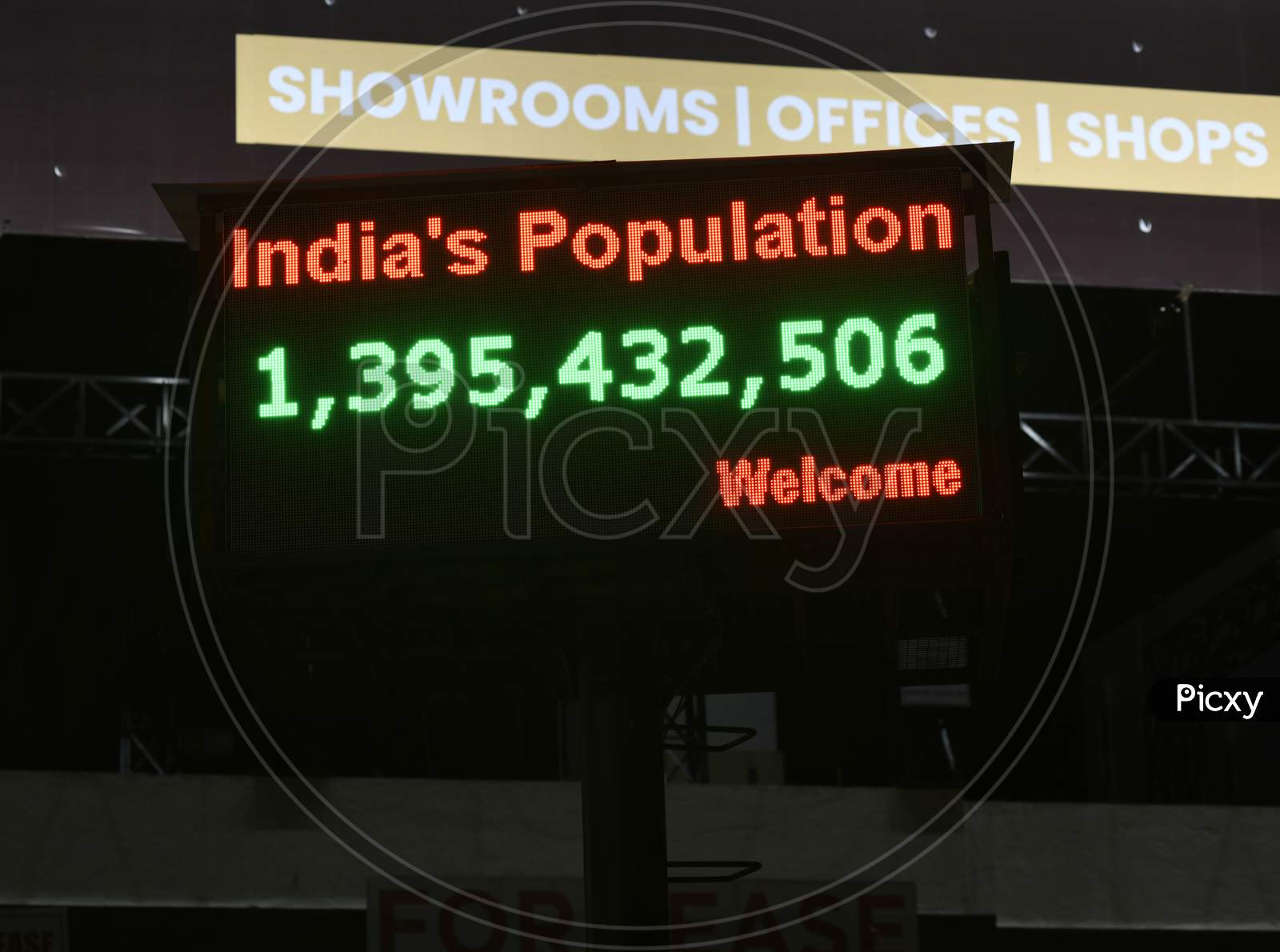 Led Display Displaying The Current Population Of India