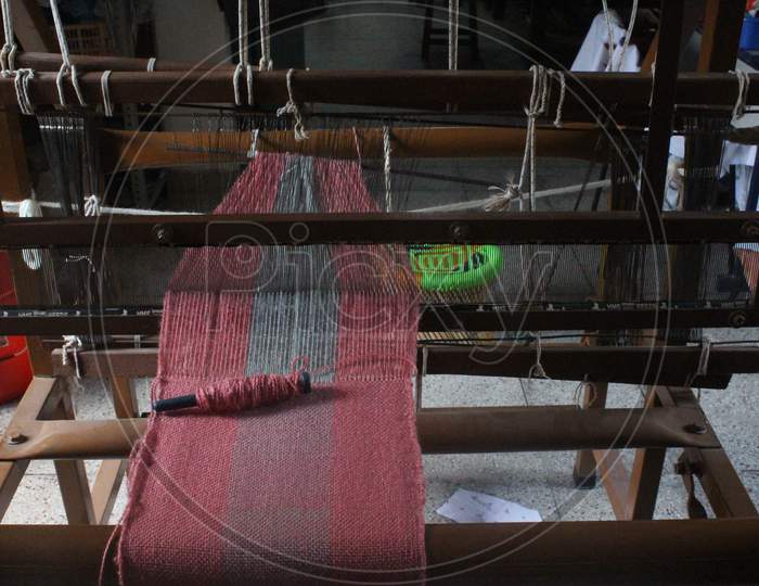 Scarf in making in a handloom!