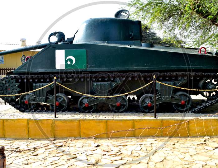 A picture of tanks on display at Longewala, which is close to the India-Pakistan Border.