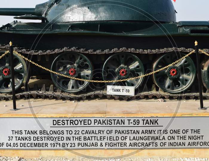 A picture of tanks on display at Longewala, which is close to the India-Pakistan Border.
