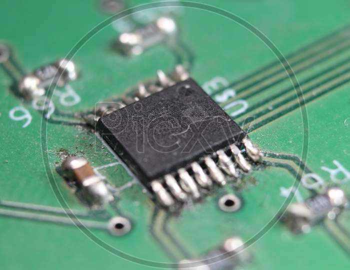 Electronic Board With Circuit Lines And Chip