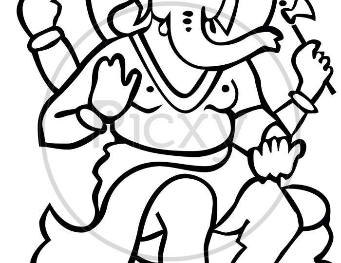 Ritwika's Bhagwan Ganesha Black Grey Outline Face In White Background  Painting With Photo Frame For Interior Design And House Warming | 7.5 X  13.5 | Set Of 1 : Amazon.in: Home & Kitchen