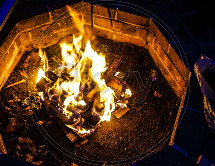 Red Burning Campfire Image