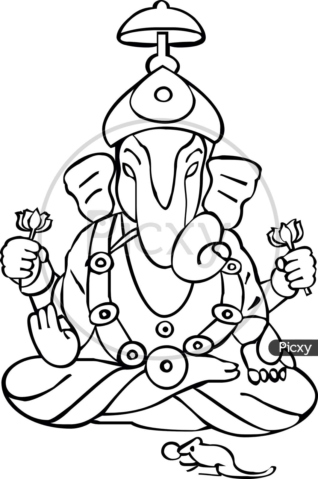Drawing Or Sketch Of Hindu God Lord Ganesha Or Vinayaka Outline Editable Illustration