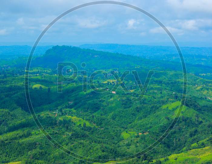 Top view of Beautiful Sajek valley was very green back in 2015 which most popular tourist destination of Bangladesh
