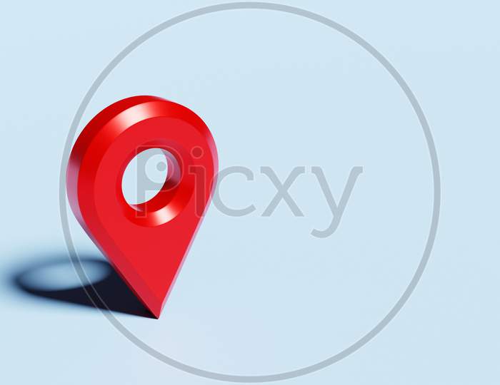 3D Illustration Of An Icon With A Red Destination Point On The Map. Navigation Marker