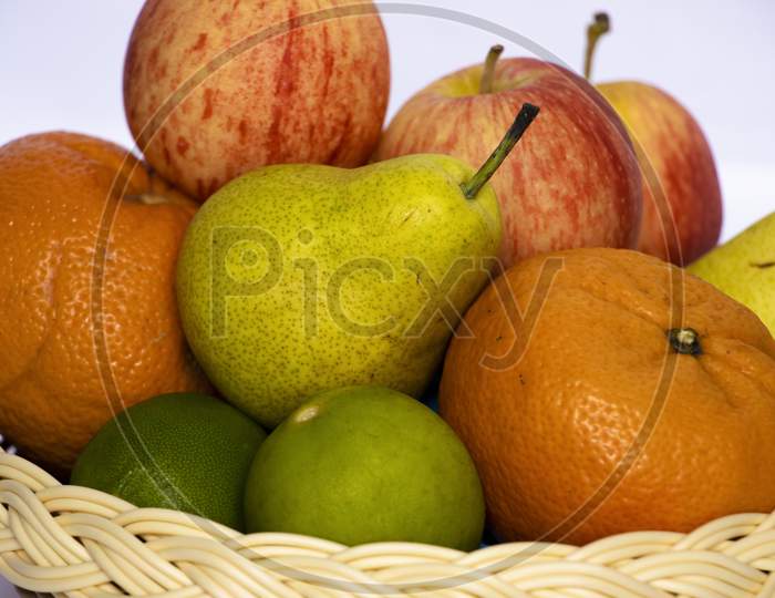 Closeup Of Mixed Fruits In Basket