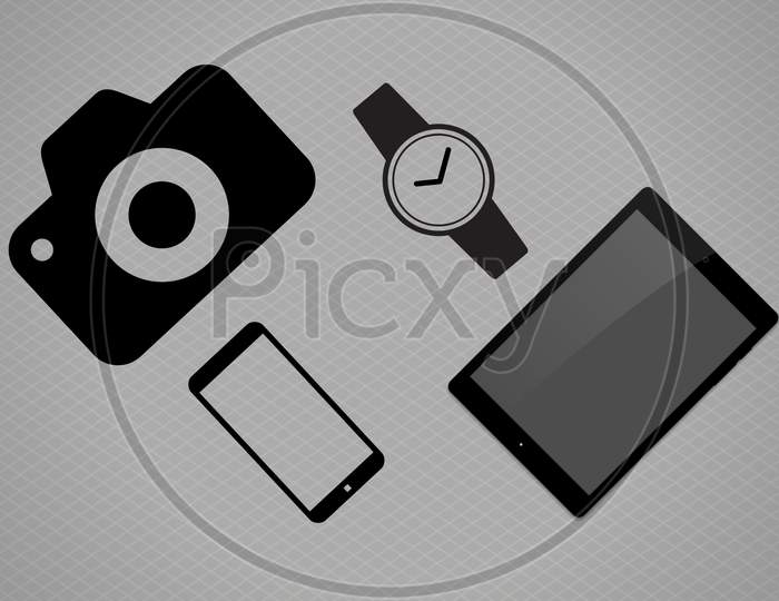 Black electric items icon Graphics