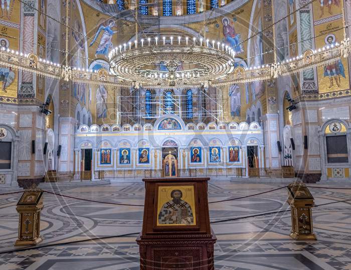 Interior Of The Church Of Saint Sava, Serbian Orthodox Church In Belgrade, Serbia
