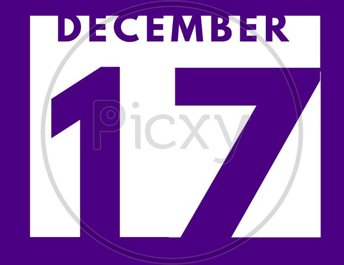 December 17 . Flat Modern Daily Calendar Icon .Date ,Day, Month .Calendar For The Month Of December