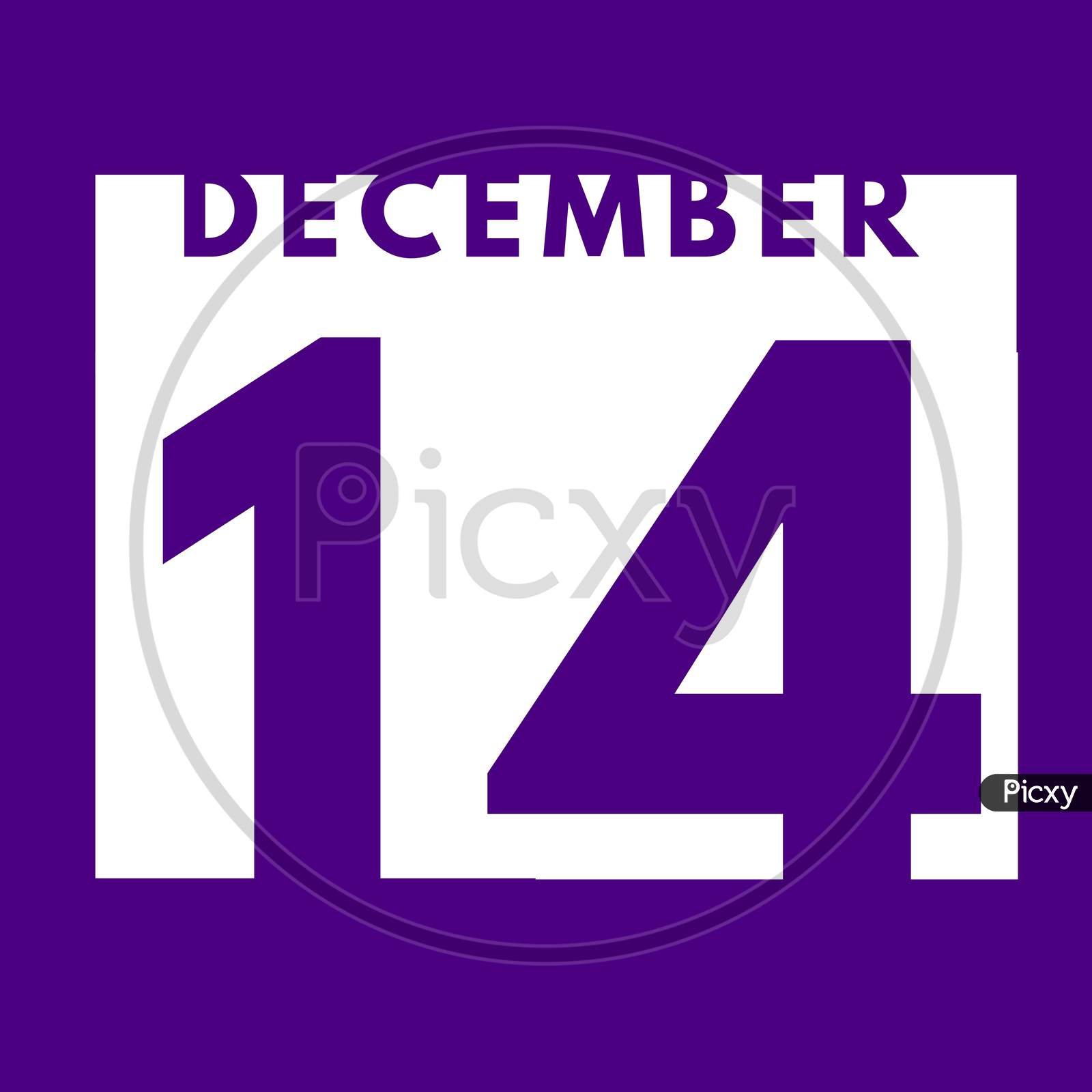 December 14 . Flat Modern Daily Calendar Icon .Date ,Day, Month .Calendar For The Month Of December
