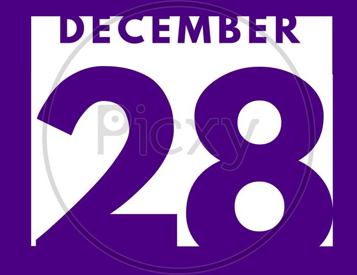 December 28 . Flat Modern Daily Calendar Icon .Date ,Day, Month .Calendar For The Month Of December
