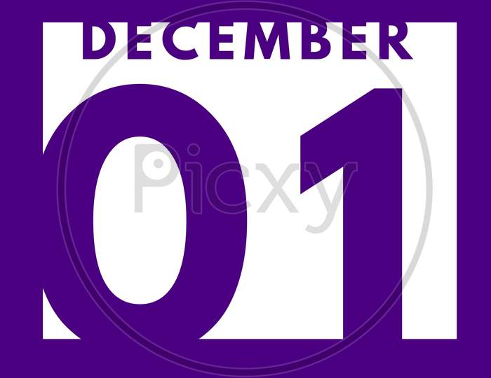 December 1 . Flat Modern Daily Calendar Icon .Date ,Day, Month .Calendar For The Month Of December