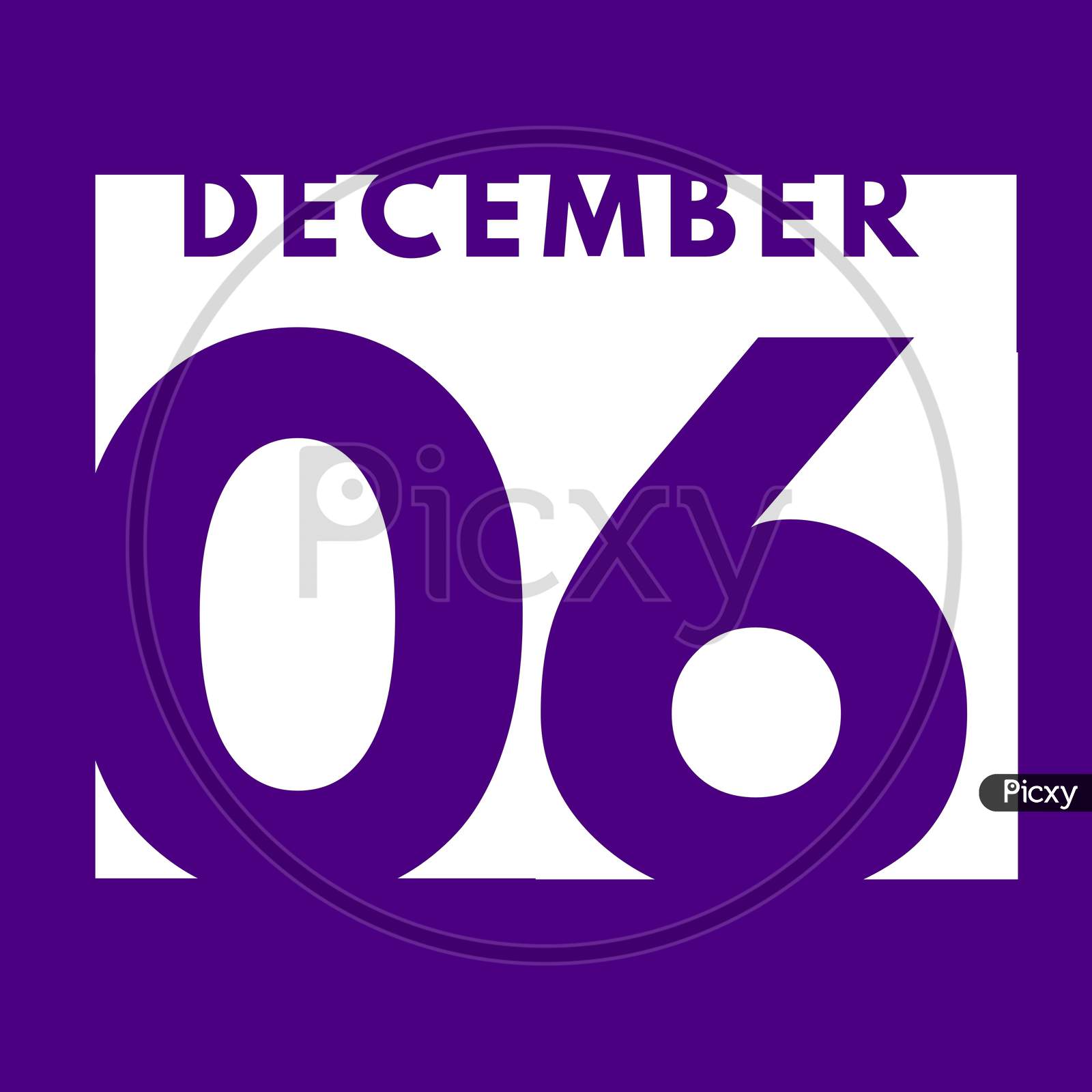 December 6 . Flat Modern Daily Calendar Icon .Date ,Day, Month .Calendar For The Month Of December