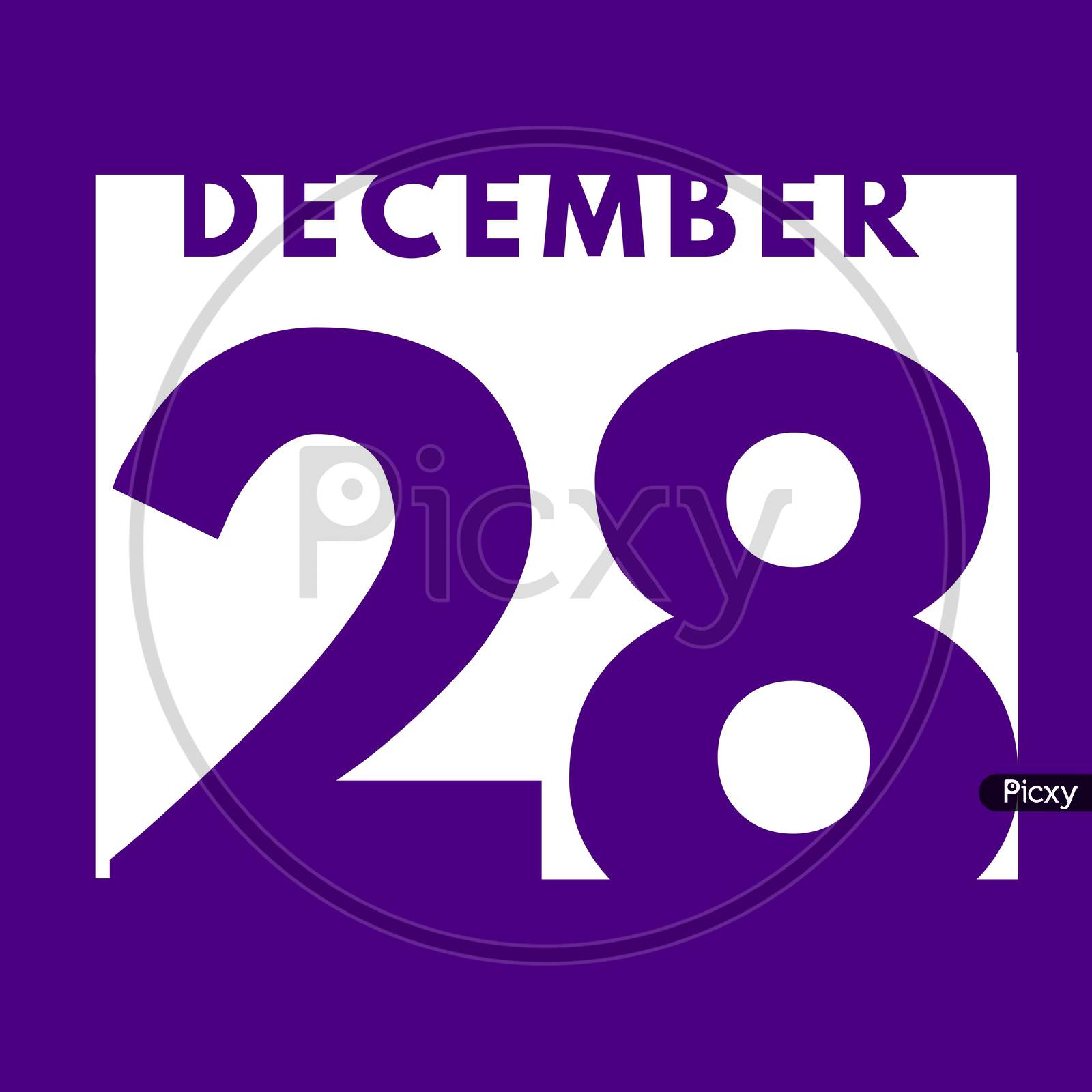 December 28 . Flat Modern Daily Calendar Icon .Date ,Day, Month .Calendar For The Month Of December