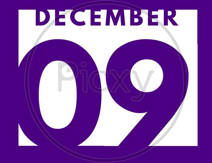 December 9 . Flat Modern Daily Calendar Icon .Date ,Day, Month .Calendar For The Month Of December