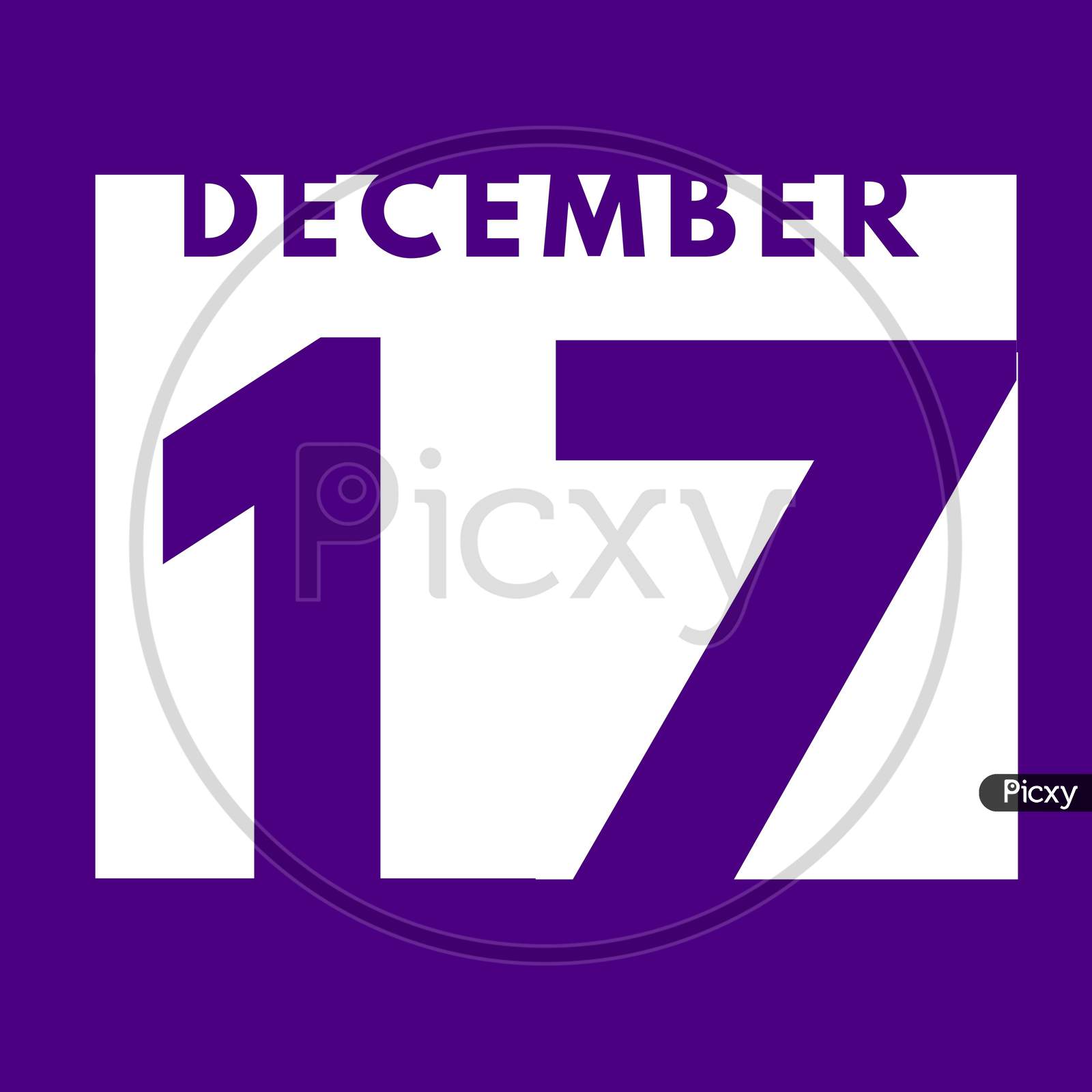 December 17 . Flat Modern Daily Calendar Icon .Date ,Day, Month .Calendar For The Month Of December