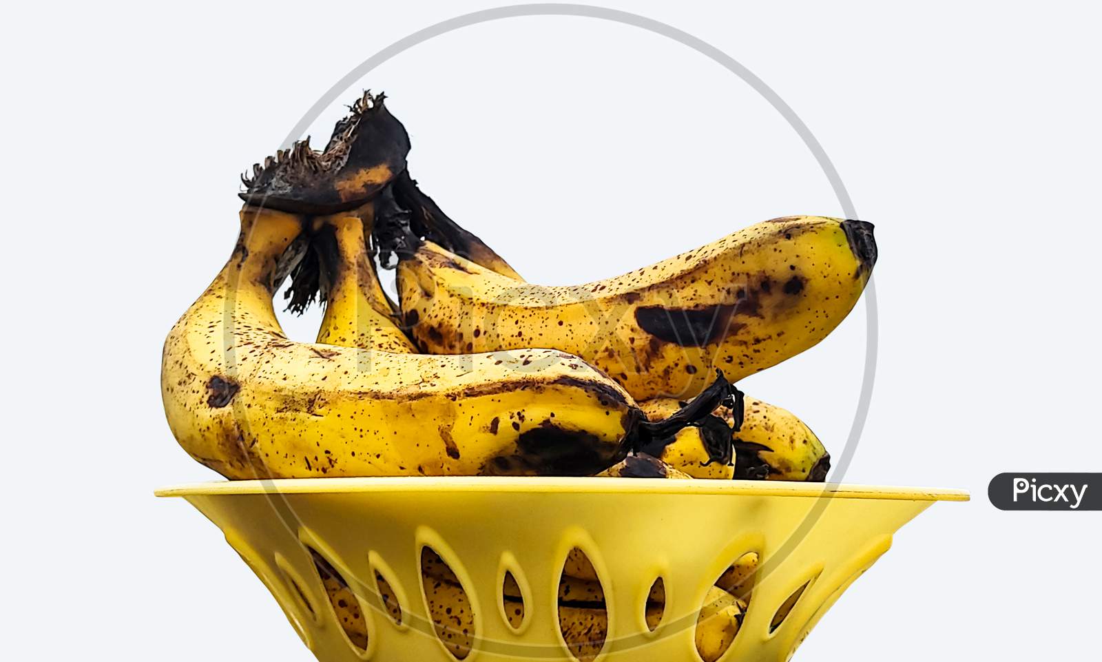 Ripe Yellow Bananas Fruits In A Basket , Bunch Of Ripe Bananas With Dark Spots