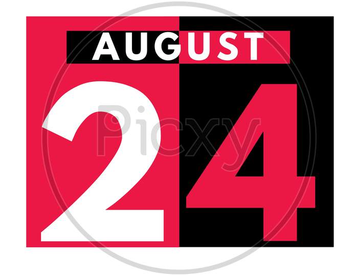 August 24 . Modern Daily Calendar Icon .Date ,Day, Month .Calendar For The Month Of August