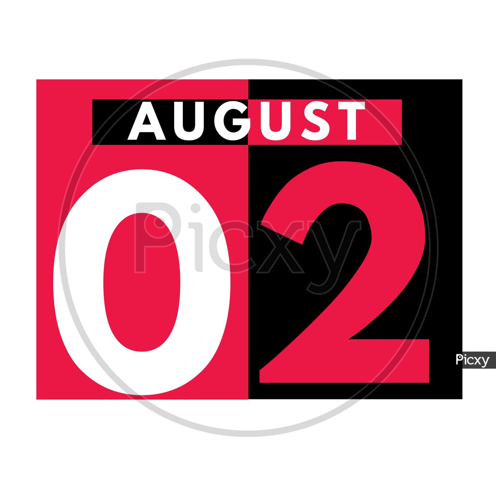 August 2 . Modern Daily Calendar Icon .Date ,Day, Month .Calendar For The Month Of August