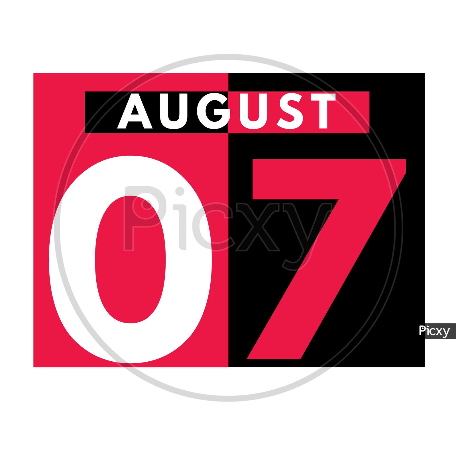 August 7 . Modern Daily Calendar Icon .Date ,Day, Month .Calendar For The Month Of August
