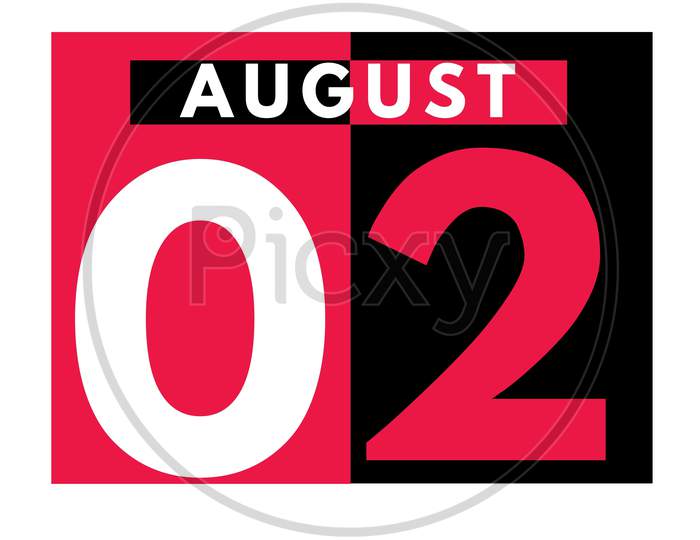 August 2 . Modern Daily Calendar Icon .Date ,Day, Month .Calendar For The Month Of August