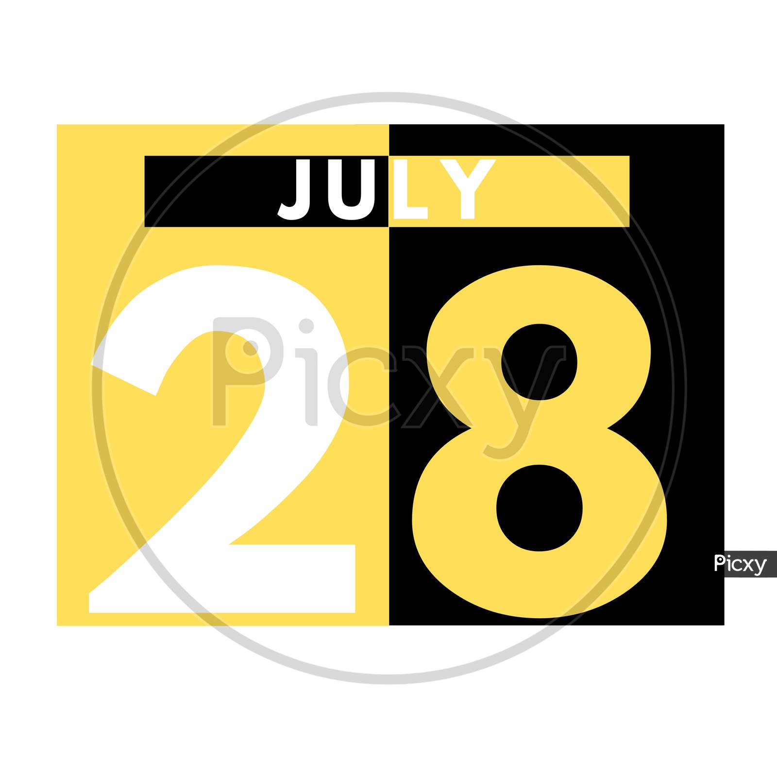 July 28 . Modern Daily Calendar Icon .Date ,Day, Month .Calendar For The Month Of July