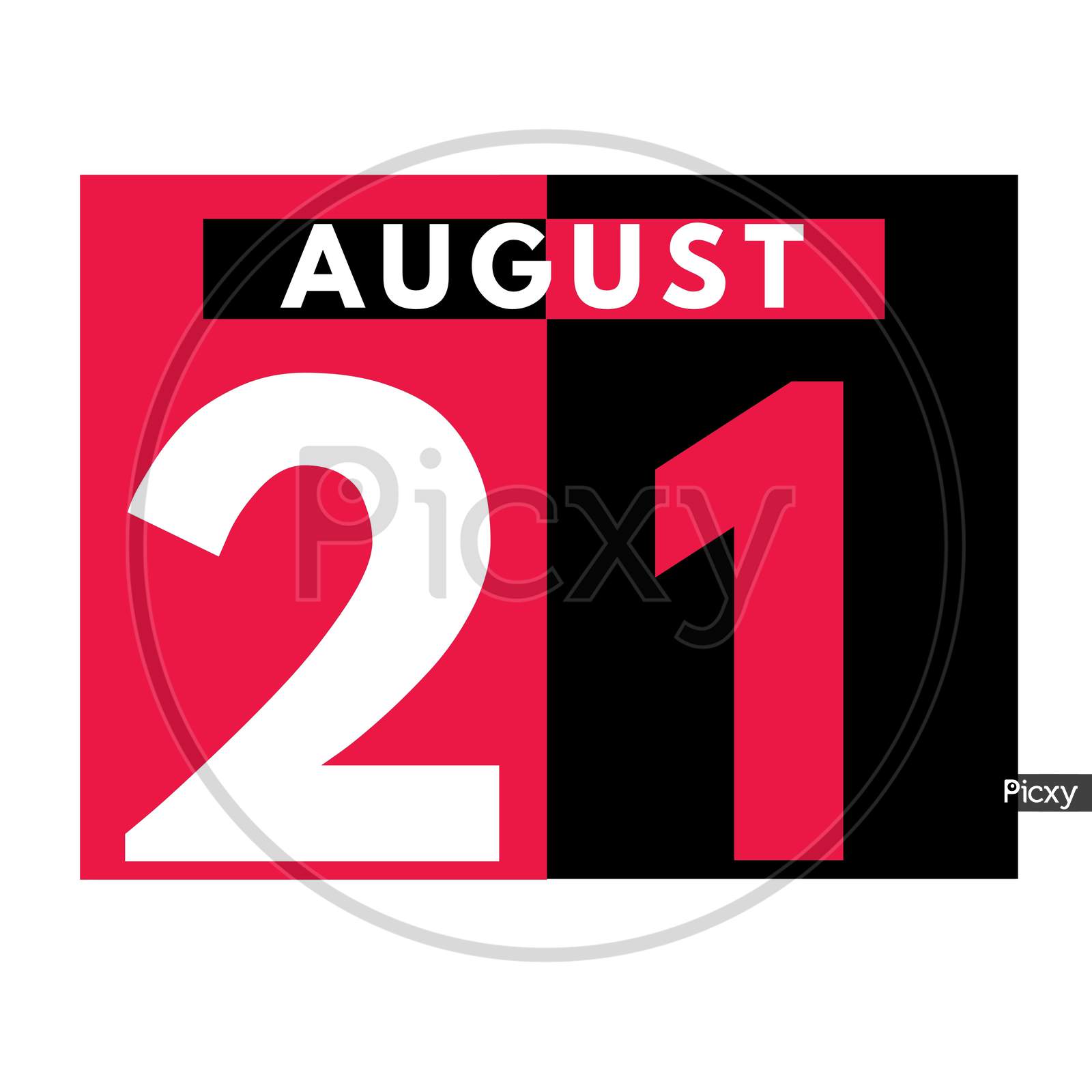 August 21 . Modern Daily Calendar Icon .Date ,Day, Month .Calendar For The Month Of August