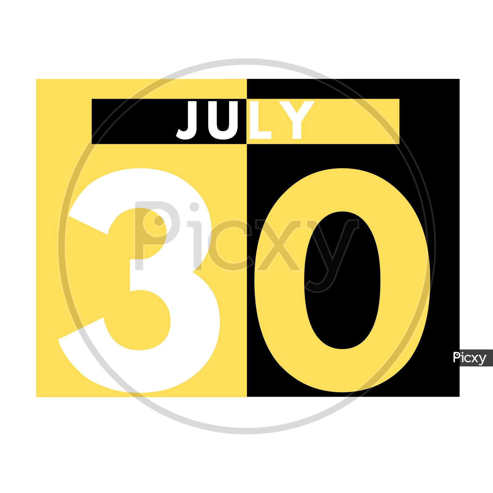 July 30 . Modern Daily Calendar Icon .Date ,Day, Month .Calendar For The Month Of July
