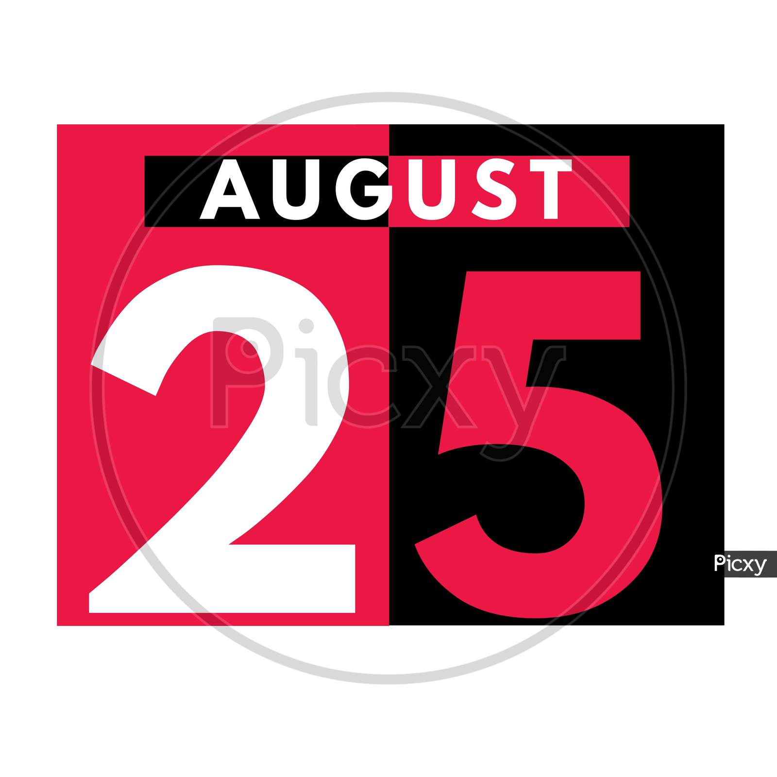 August 25 . Modern Daily Calendar Icon .Date ,Day, Month .Calendar For The Month Of August