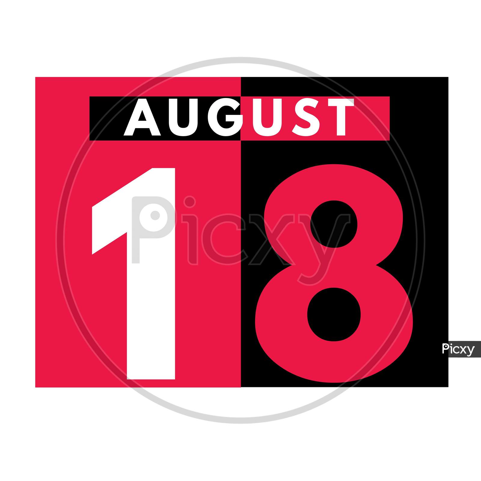August 18 . Modern Daily Calendar Icon .Date ,Day, Month .Calendar For The Month Of August