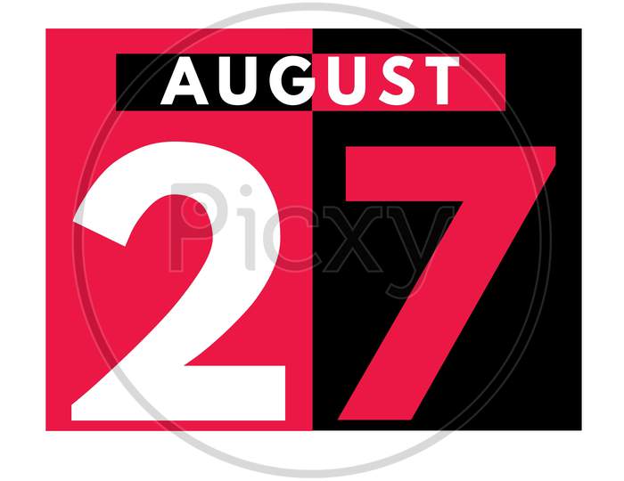 August 27 . Modern Daily Calendar Icon .Date ,Day, Month .Calendar For The Month Of August